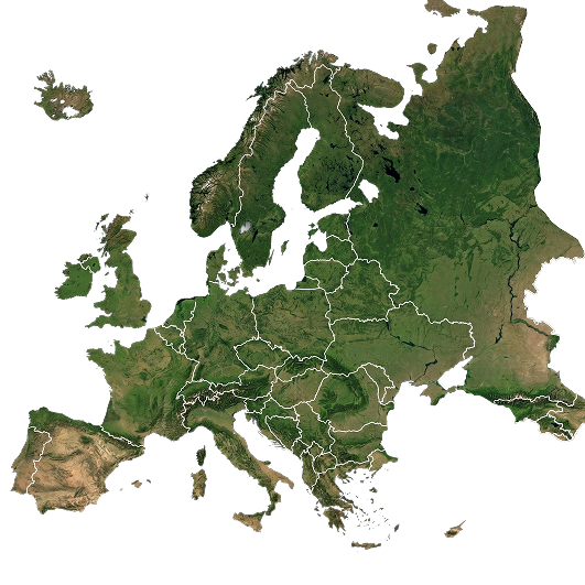 Satellite map of Europe showing export destination ports