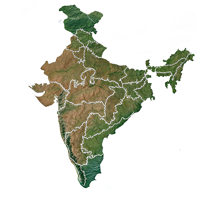 Satellite map of India showing origin ports